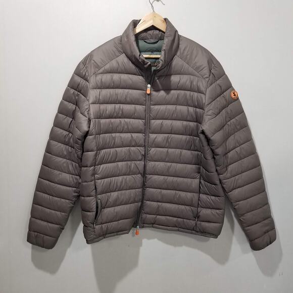 Save The Duck Jacket Mens XL Tan Ultralight Puffer Plumtech Animal Free Quilted - Picture 13 of 13